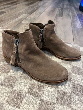 Dolce Vita Suede Ankle Booties in Taupe